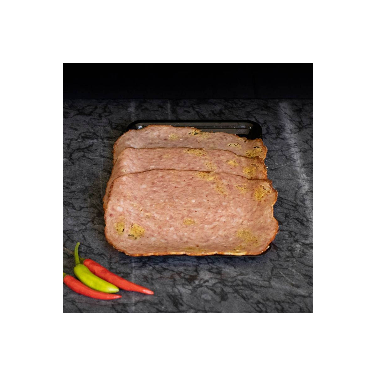 Gebraden gehakt met mosterd van marktslager van Bussel